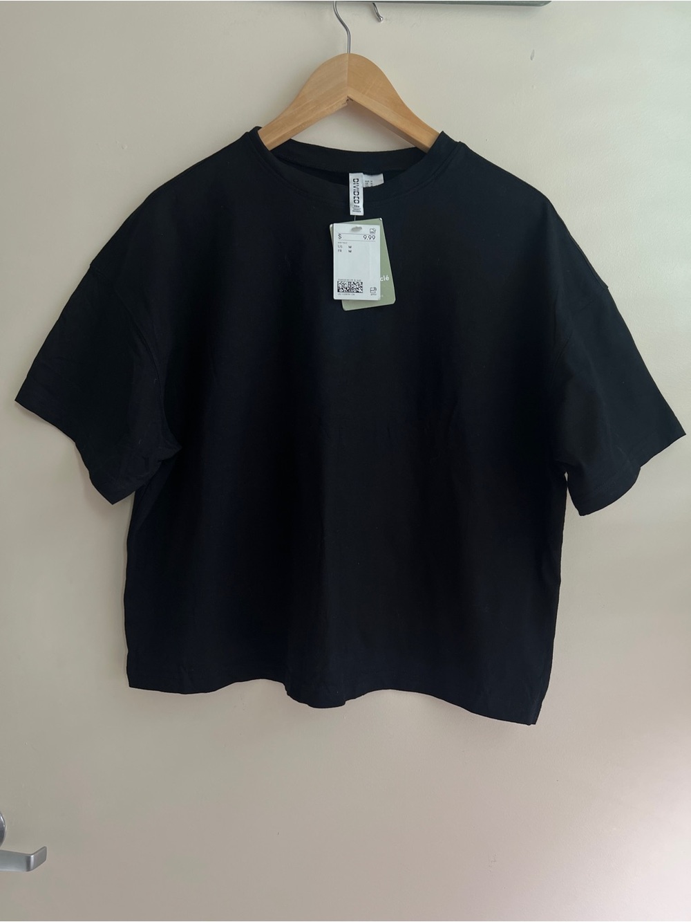 H&M Divided Black Relaxed Crewneck T-Shirt 100% Cotton
